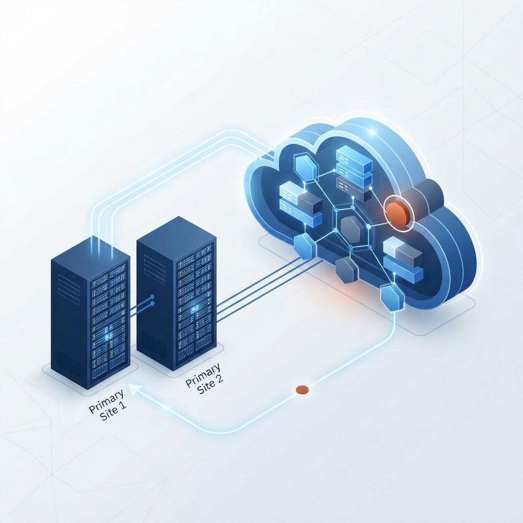 An abstract backup and disaster-recovery topology with replicated, restorable systems