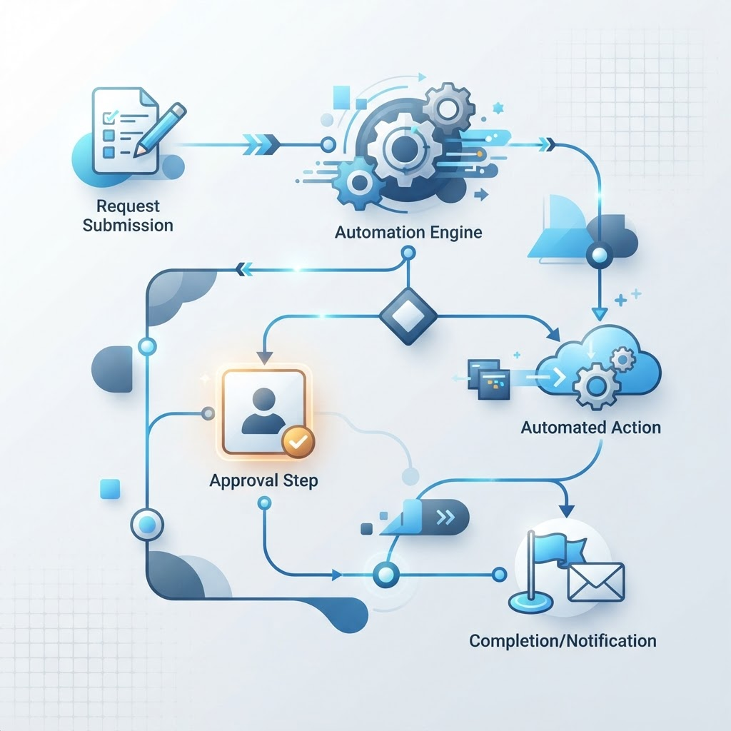 An abstract Power Platform workflow automation with approvals and forms