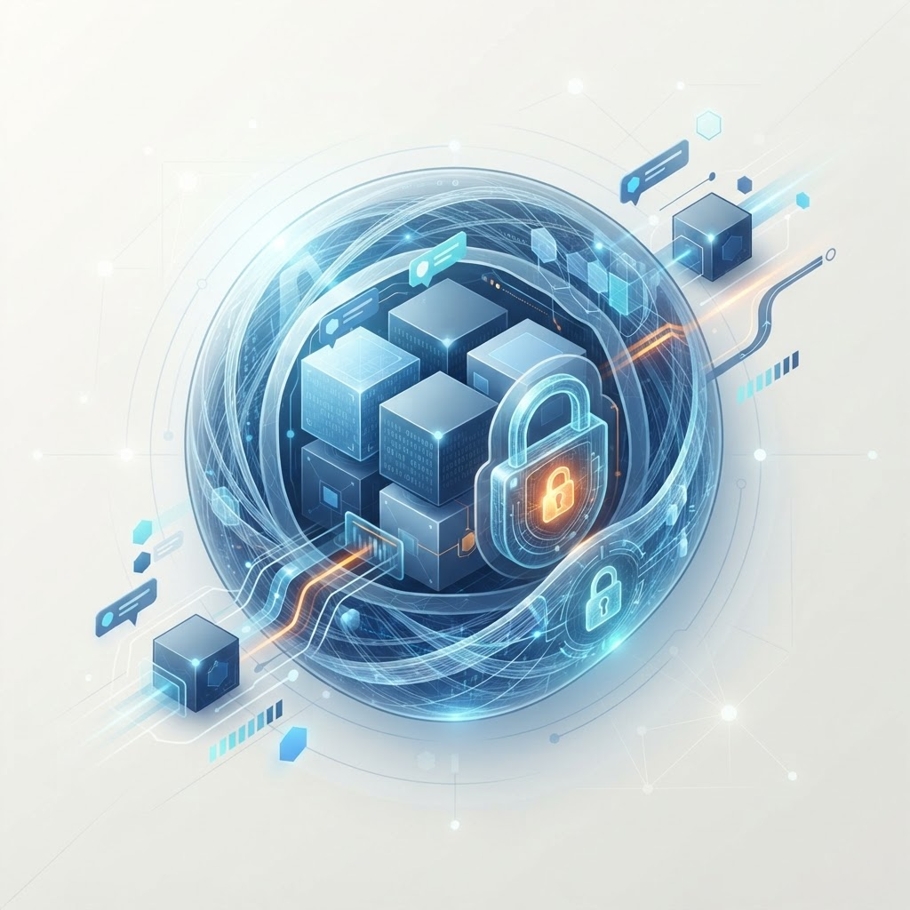 An abstract data protection and encryption concept with classified, controlled information